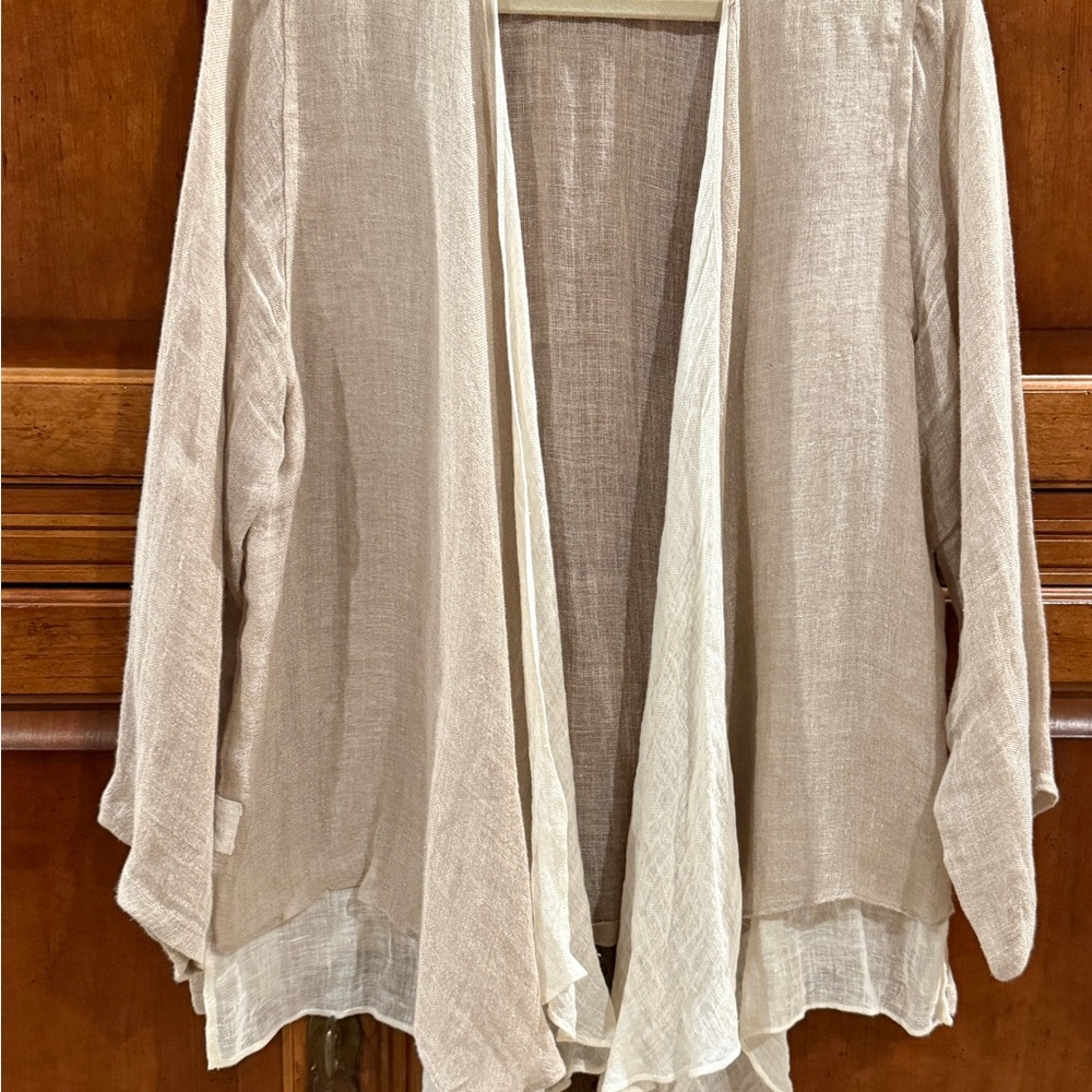 Beige Open Front Jacket